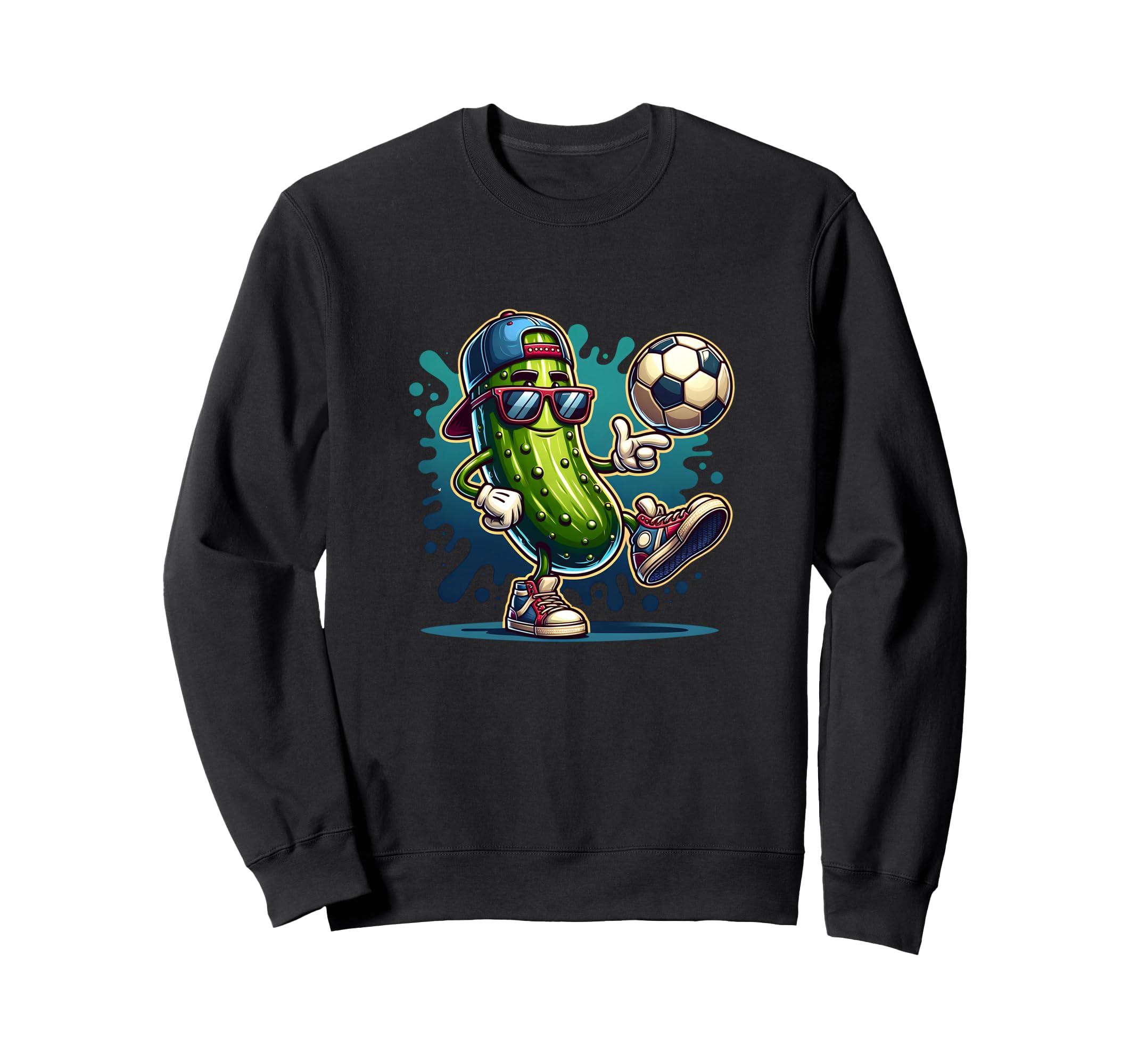 Soccer Pickle Character Shades Sweatshirt - Fun Novelty Design Men Women