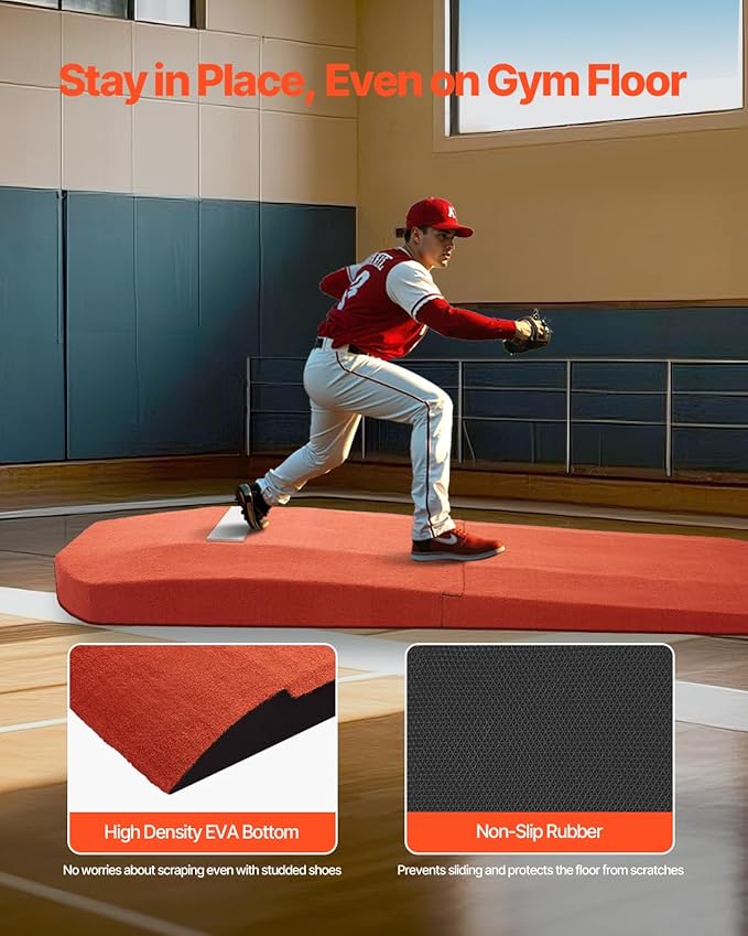 VEVOR Pitching Mound, Baseball Game Mound, Indoor/Outdoor Pitching Practice and Training Equipment, Softball Pitching Aids with Antifade Turf and Pitching Rubber