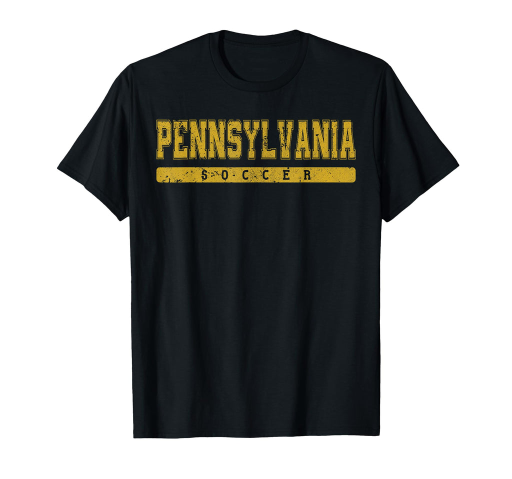 Pennsylvania Soccer Yellow Text T-Shirt - Fun Novelty Design for Adults