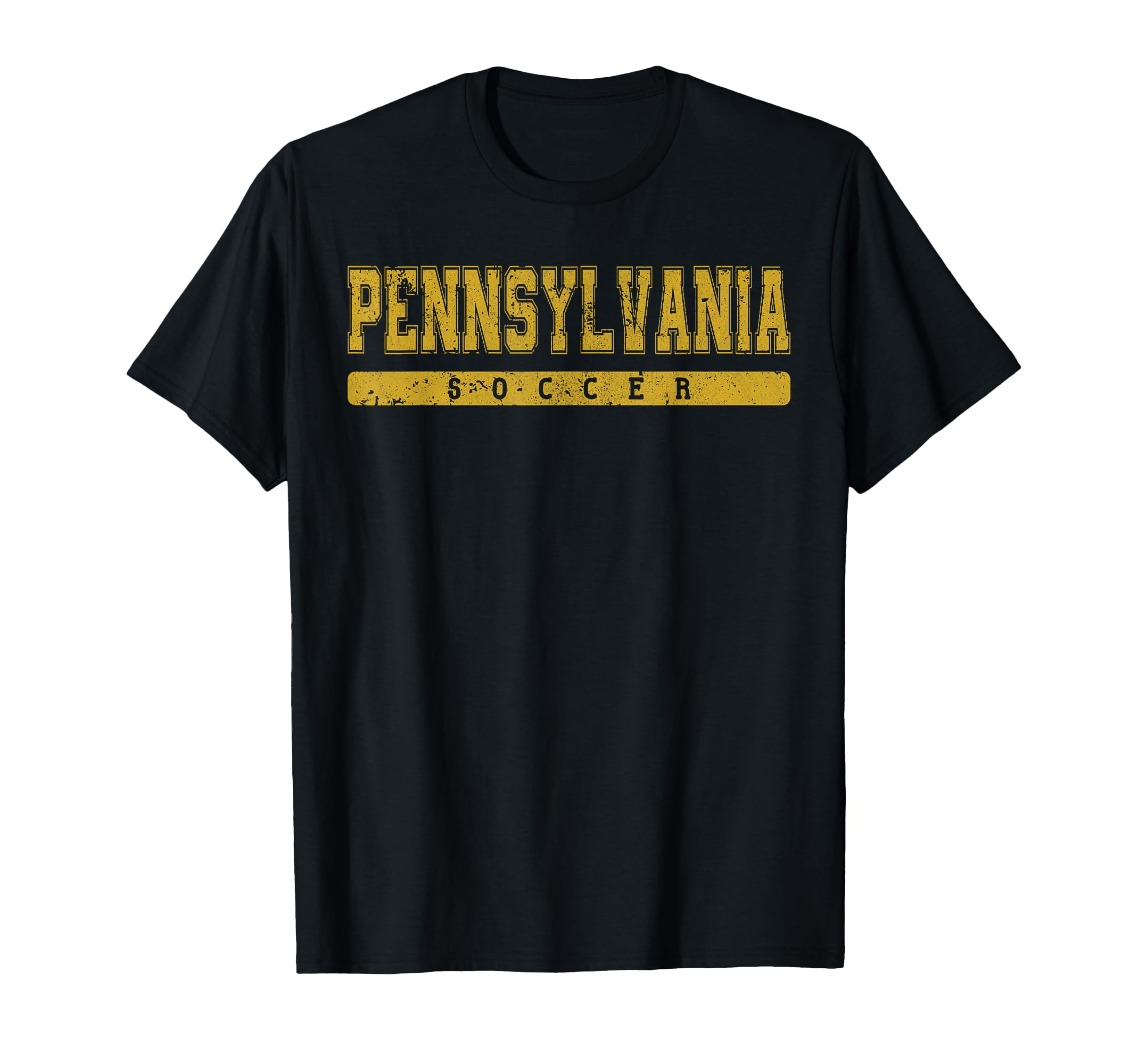Pennsylvania Soccer Yellow Text T-Shirt - Fun Novelty Design for Adults
