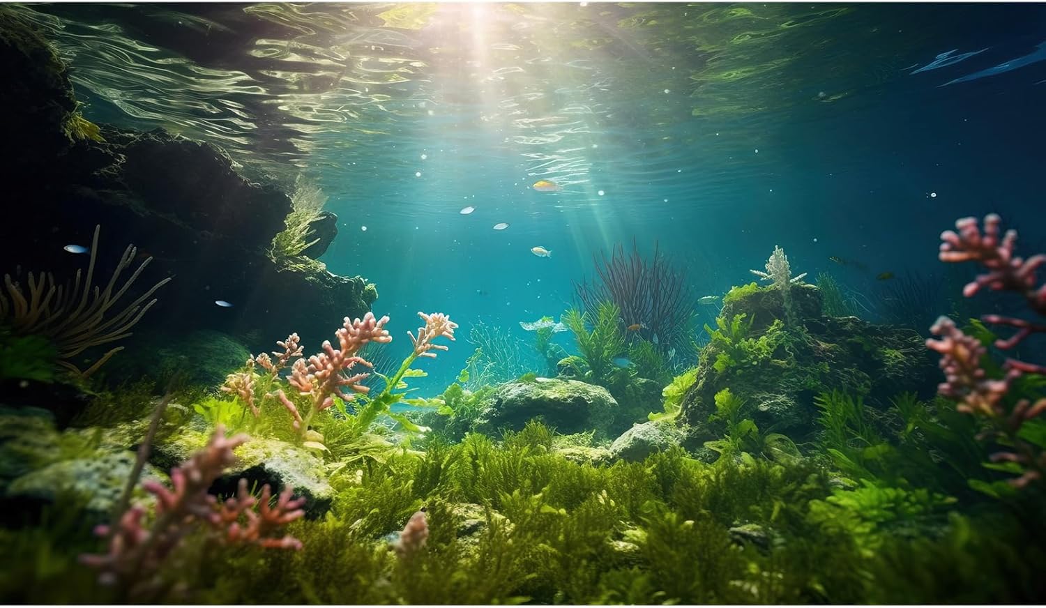 Ocean Floor Fish Tank Background Under The Sea Aquarium Background Underwater Aquatic Plants Sunray Terrarium Backgrounds Deep Sea Rock Tropical Aquarium Fish Tank Backgrounds Decors 60x24in