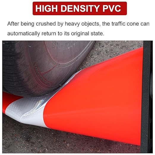 OrangeStar 12" Traffic Cones 4-Pack, Orange Safety Cones with Reflective Collar & Heavy Duty Base for Driving Practice, Parking Lots, Roadwork, Construction | Indoor & Outdoor Use