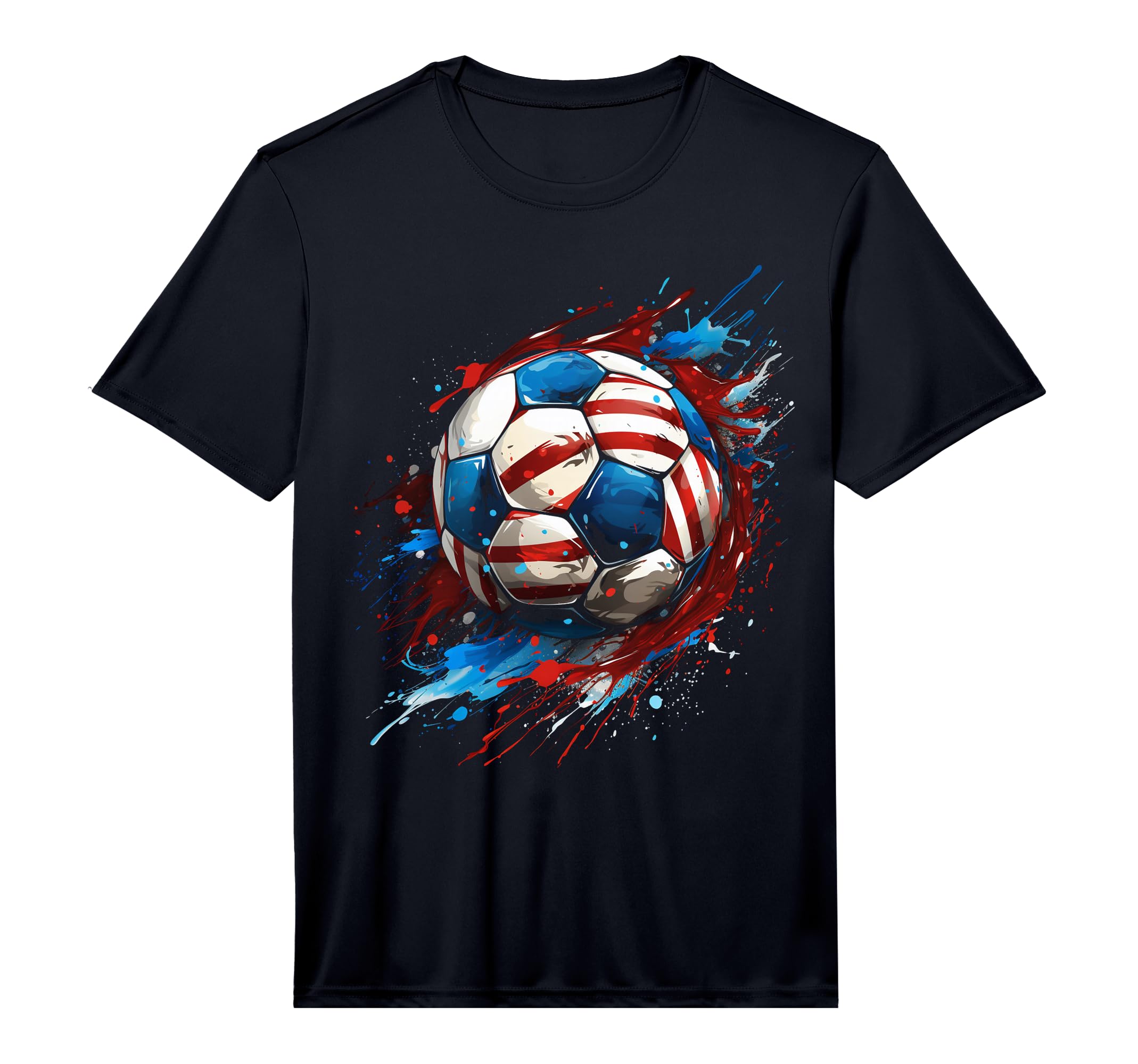 Soccer Football Usa Flag Soccer T-Shirt - Casual Everyday Wear Men Women