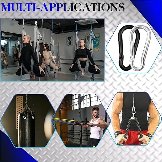 3" Heavy Duty Spring Snap Hook Carabiners, M8 5/16" Galvanized Steel Black Carabiner Clip, Quick Link Keychain for Hammock Swing Set Outdoor Travel Camping Fishing Hiking（5 Pack）