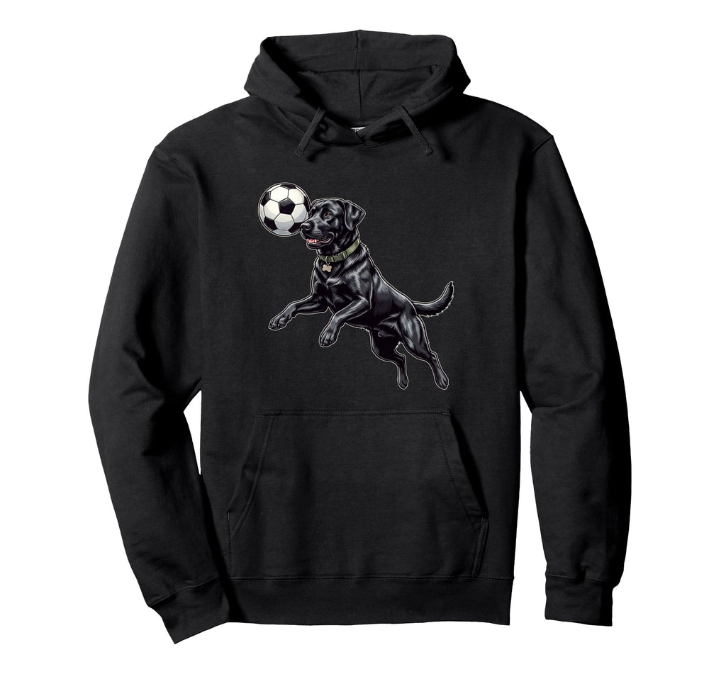 Funny Black Labrador Soccer Player Hoodie - Casual Everyday Wear Unisex