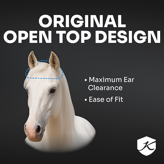 Kensington Fly Mask Web Trim Protects Horses Face and Eyes from Bites and Sun Rays While Allowing Full Visibility Ears and Forelock Able to Come Through The Mask, XXL-Draft, Imperial Jade