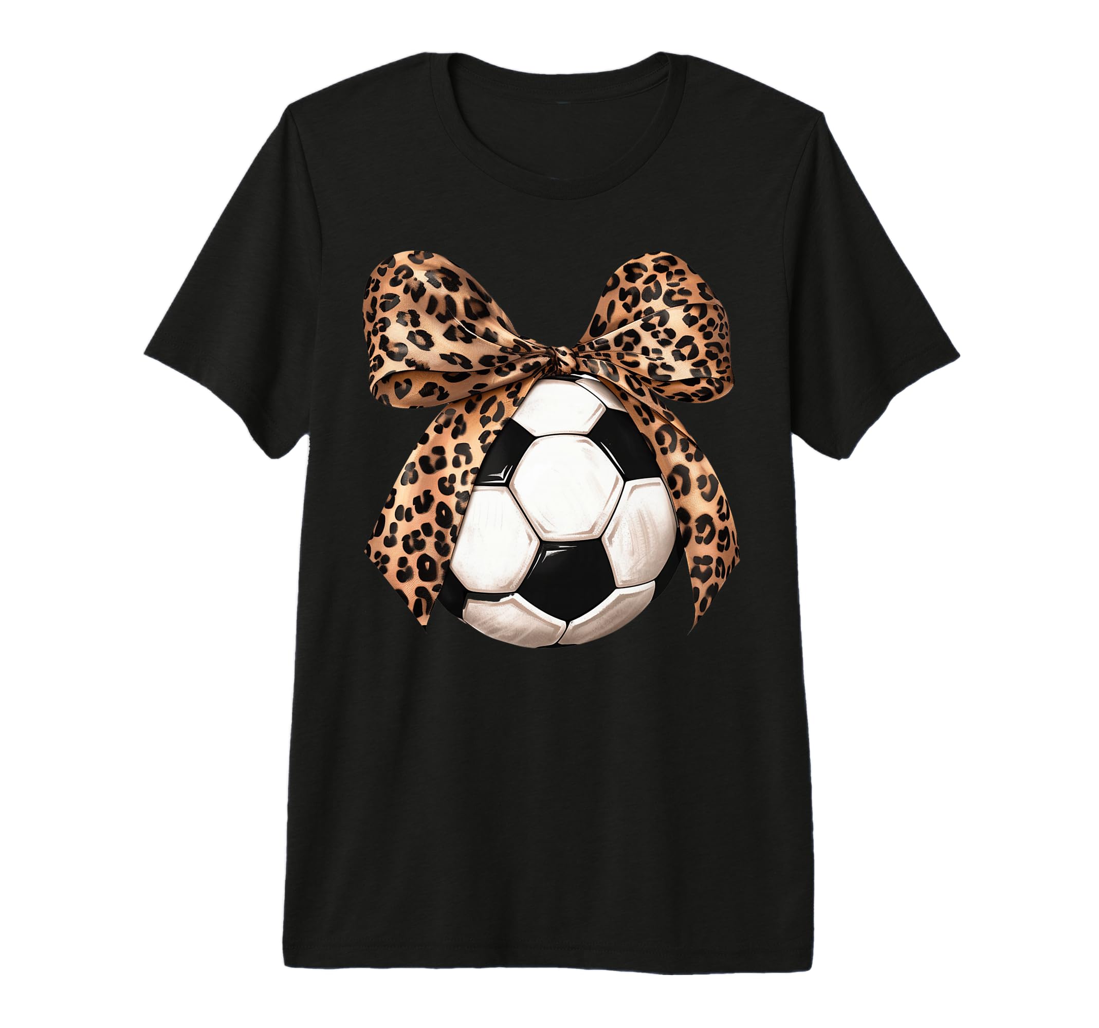 Soccer Coquette Bow Leopard Cheetah T-Shirt - Aesthetic Graphic Men Women