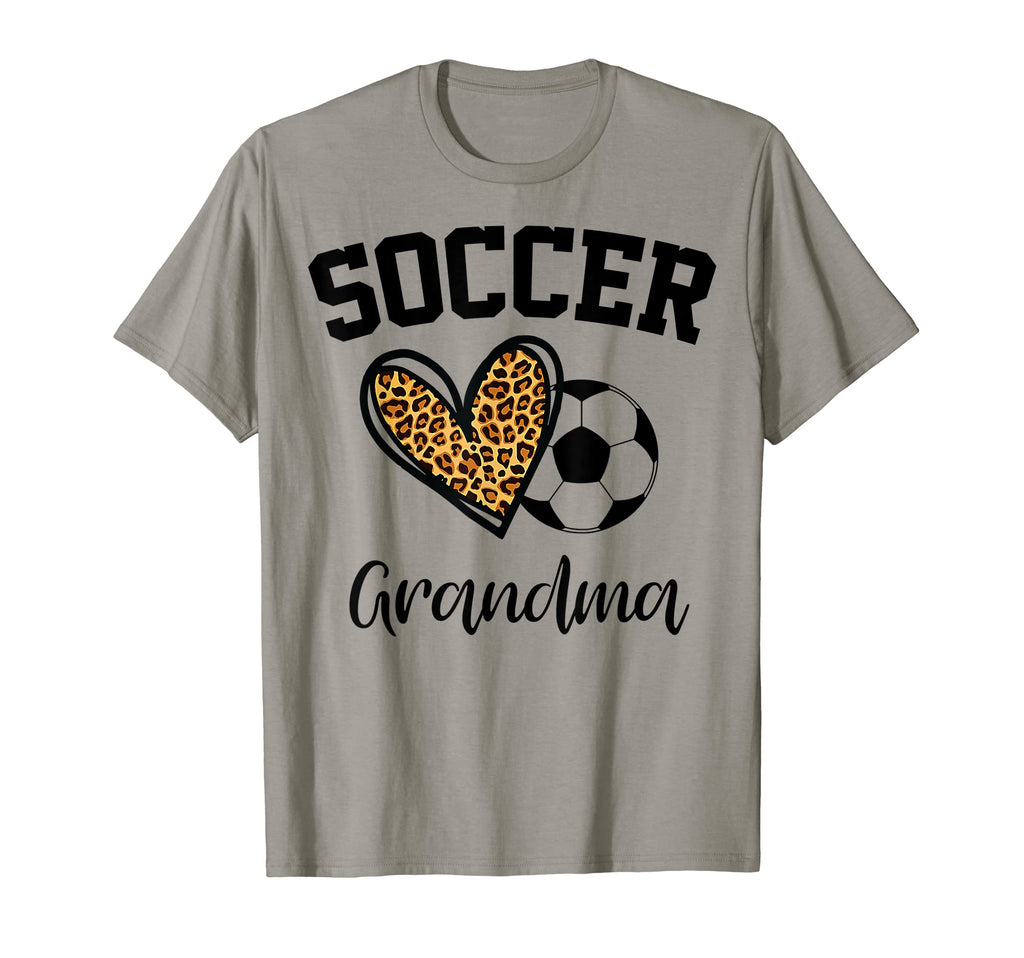 Soccer Grandma Leopard Heart Funny T-Shirt - Novelty Apparel for Adults