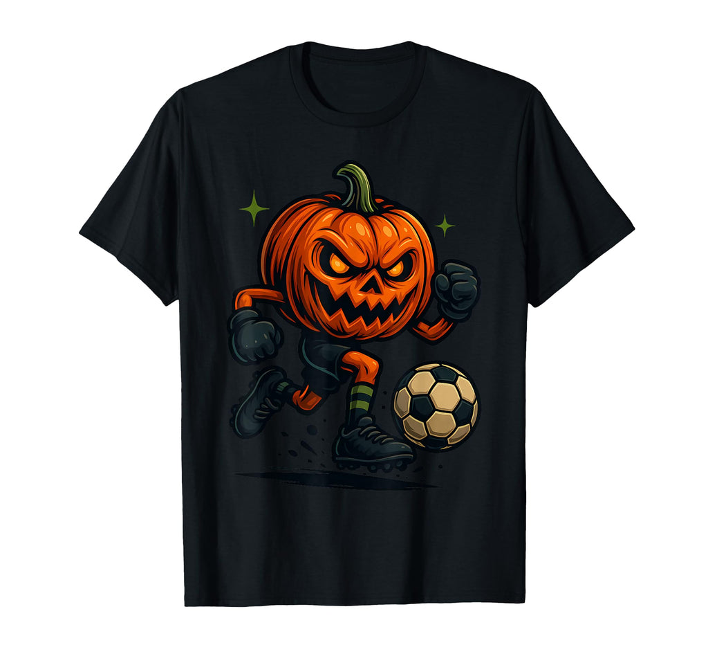 Halloween Scary Pumpkin Showing Soccer T-Shirt - Graphic Print Unisex