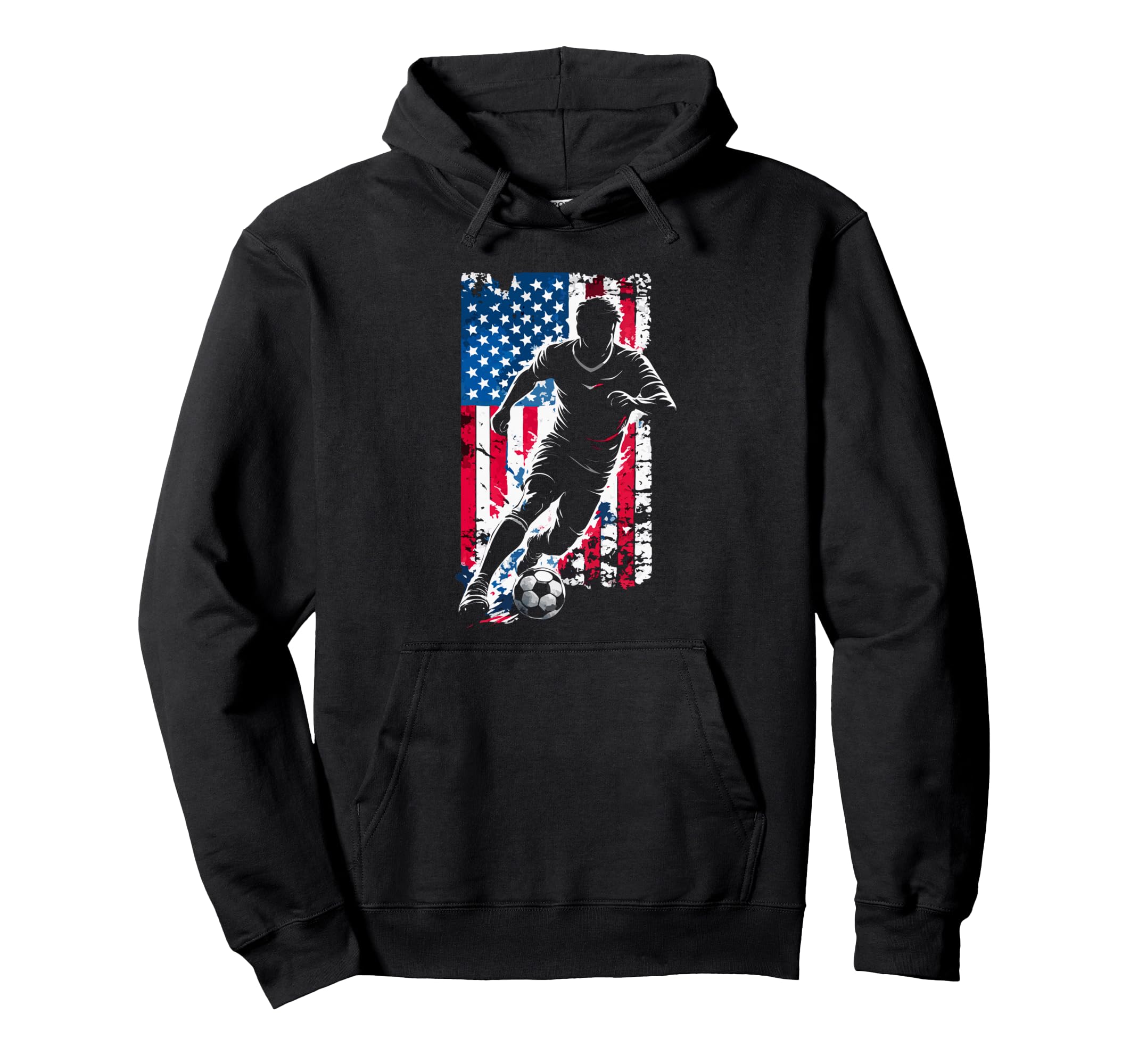 American Flag Soccer Player Patriotic Hoodie - Custom Art Print Men Women