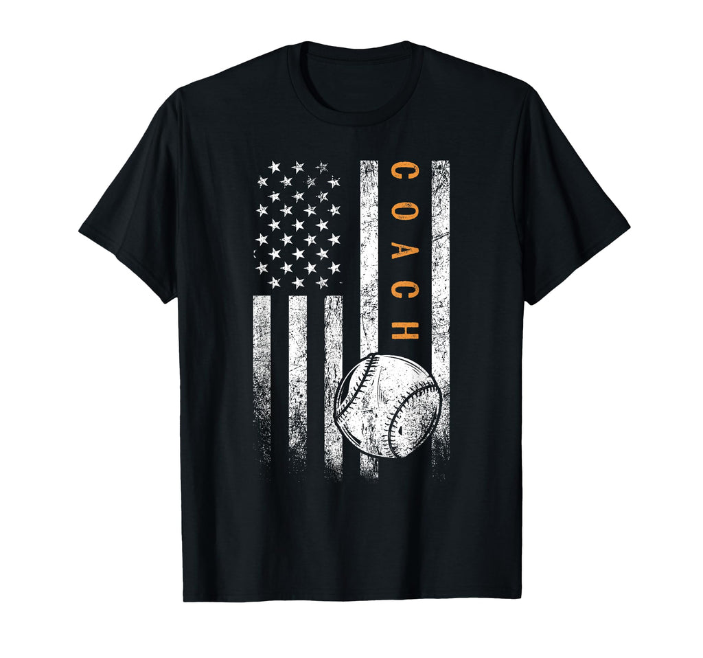 Baseball Coach American Flag T-Shirt - Custom Art Print for Adults