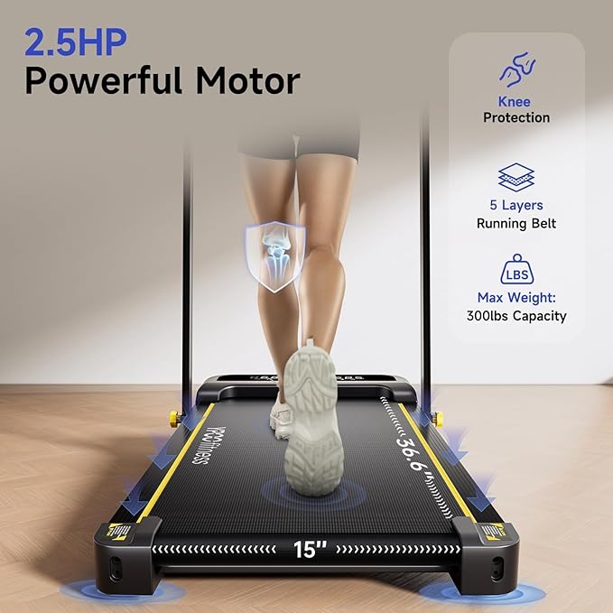Foldable Treadmill with Incline, Walking Pad with Handle Bar 3 Level Incline, Portable Folding Treadmills for Home/Office 300 Lbs Capacity, Quiet Desk Treadmill with Remote Control & APP