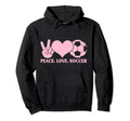 Soccer Soccer Player Peace Love Soccer Hoodie - Minimalist Print Unisex