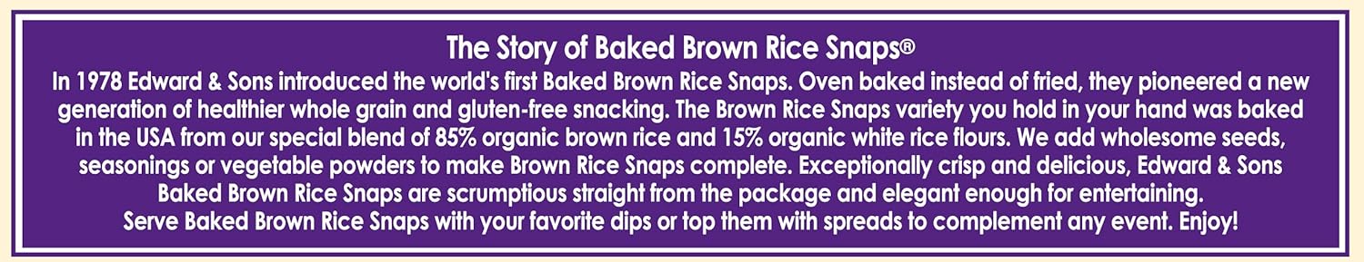 Edward & Sons Brown Rice Snaps, Black Sesame, 3.5 oz, Case of 12