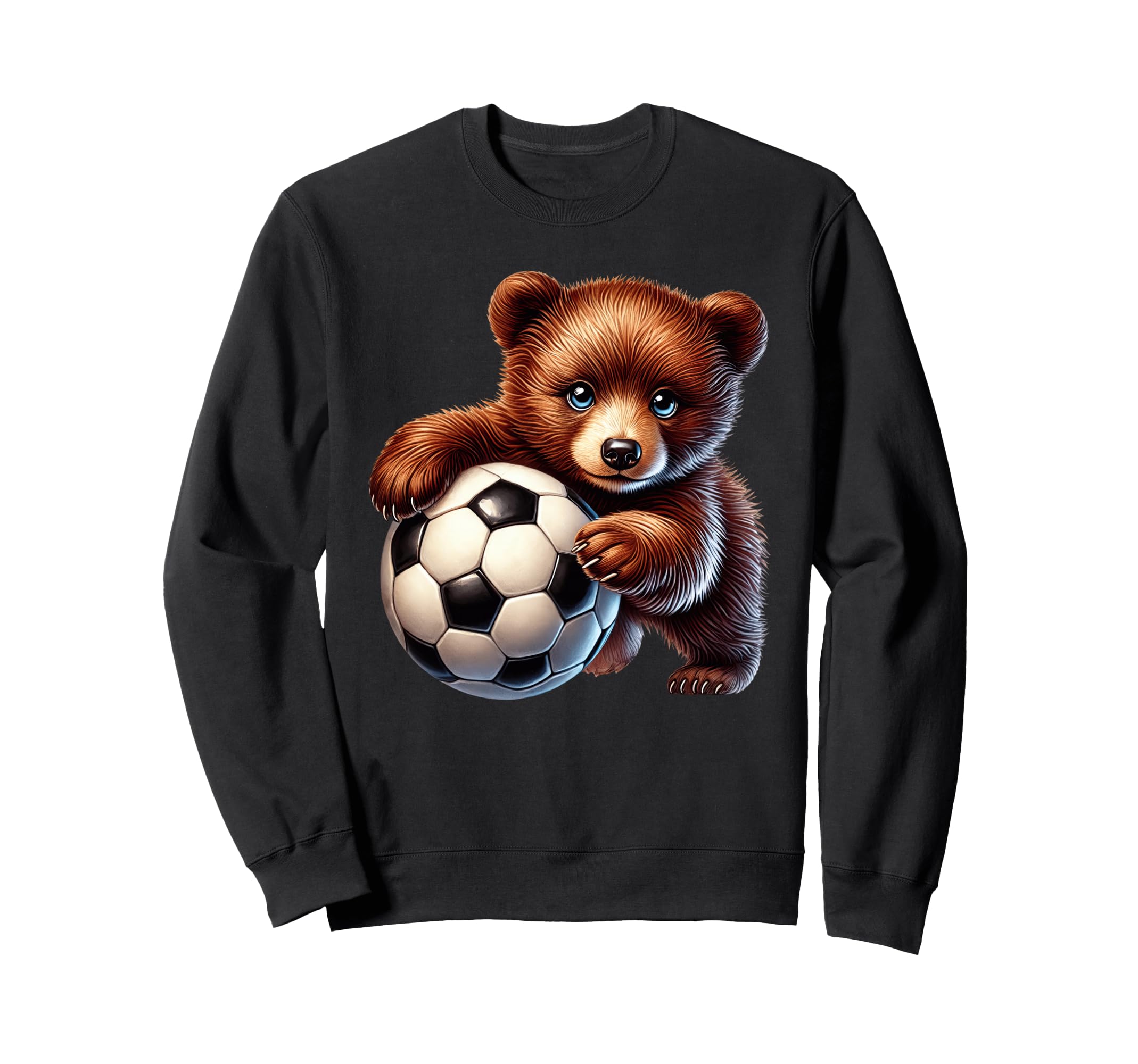 Young Bear Cub Soccer Ball Player Sweatshirt - Trendy Graphic Men Women