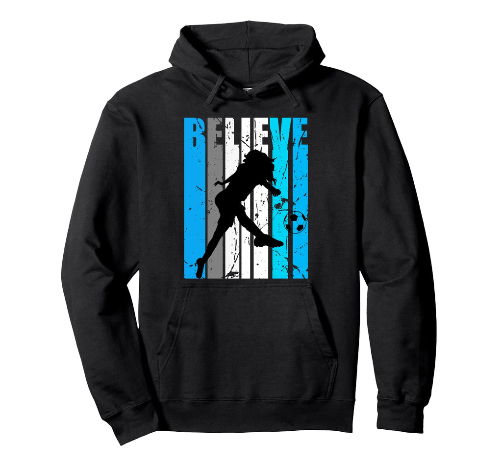 Blue Believe Soccer Motivational Hoodie - Aesthetic Graphic for Adults