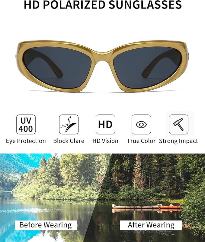 SOAR&EAGLE Y2K 3Pack Polarized sunglasses Wrap Around Men's Women's sunglasses Fashion Sport Shades Sun Glasses