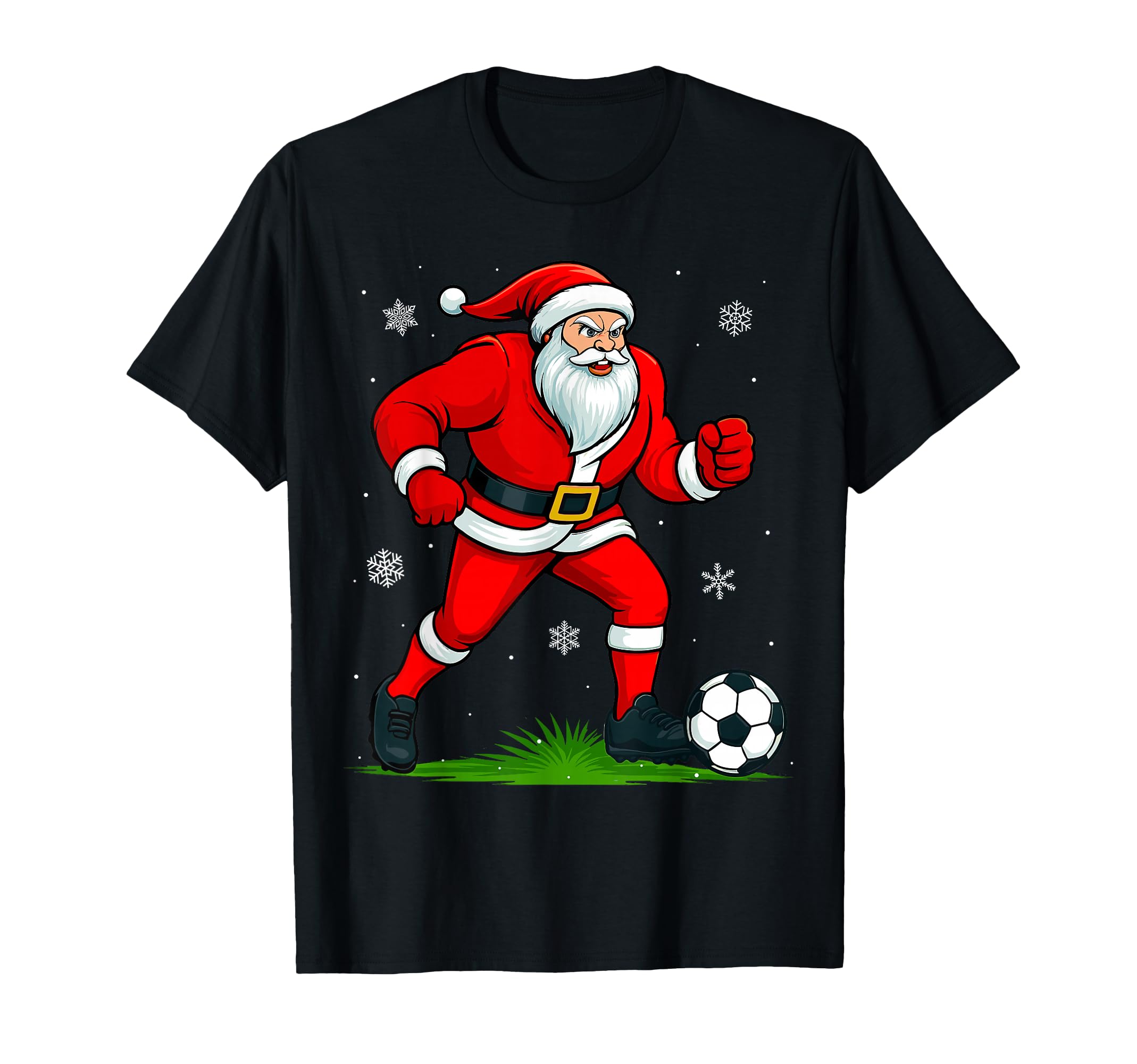 Santa Playing Soccer Funny Soccer T-Shirt - Custom Art Print for Adults