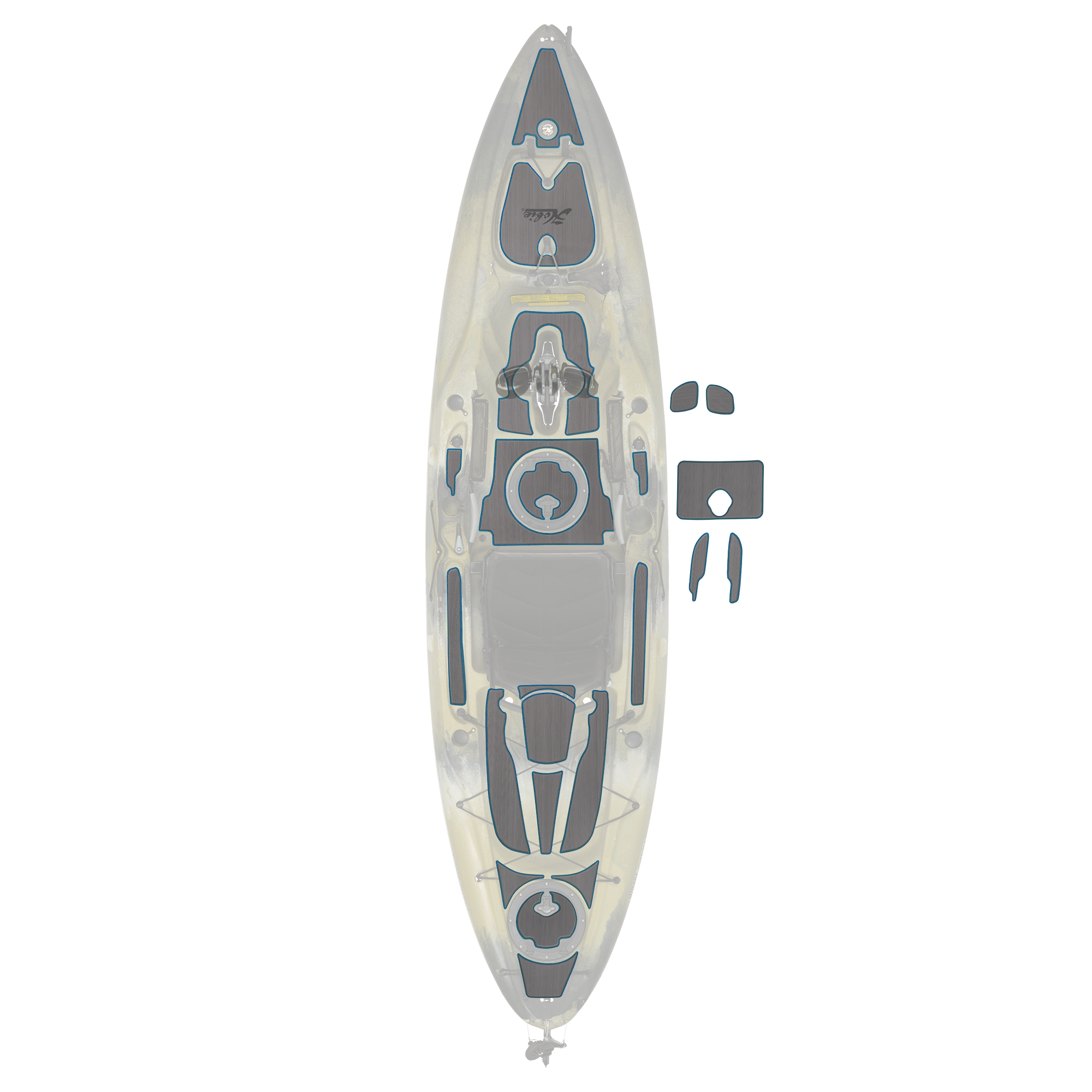 Hobie Outback Deck Pad Kit Grey/Charcoal