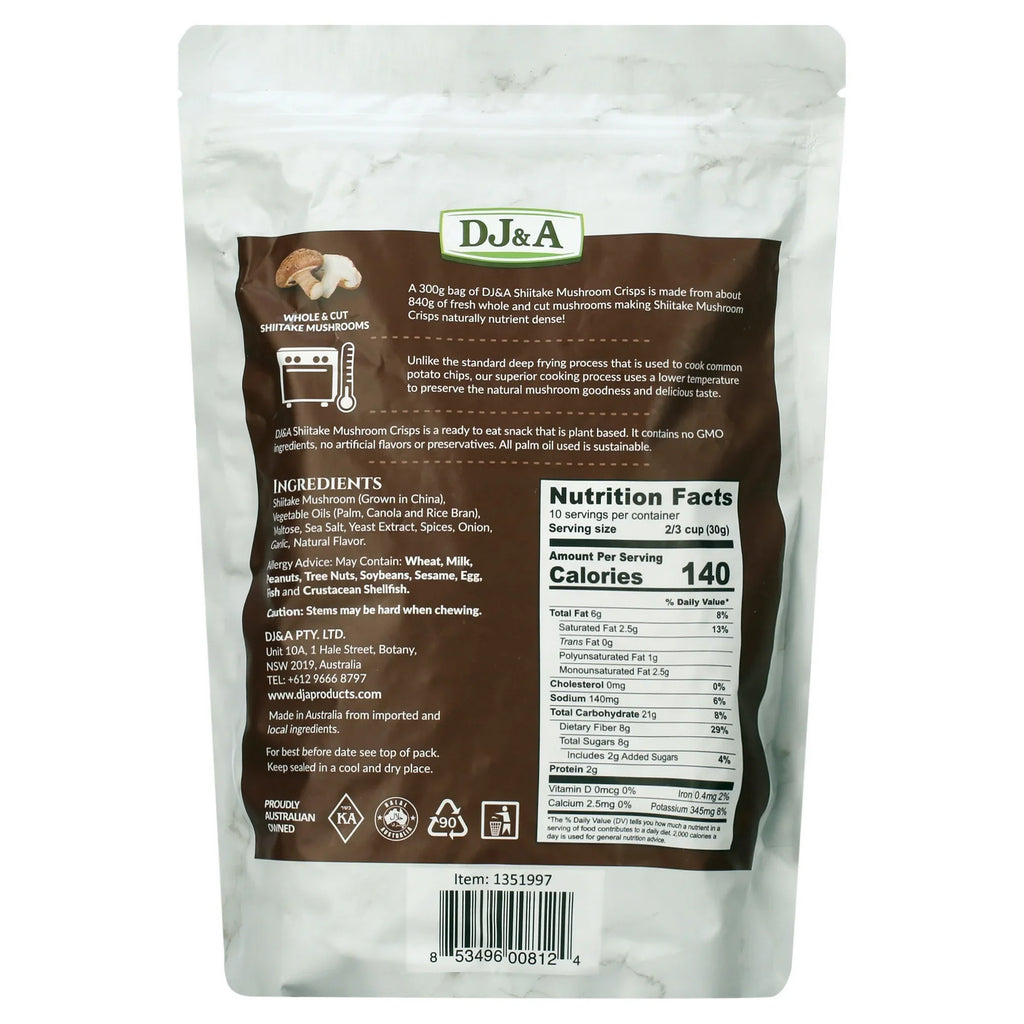 Dj & A Shiitake Mushroom Crisps, 2.3 oz, Case of 9