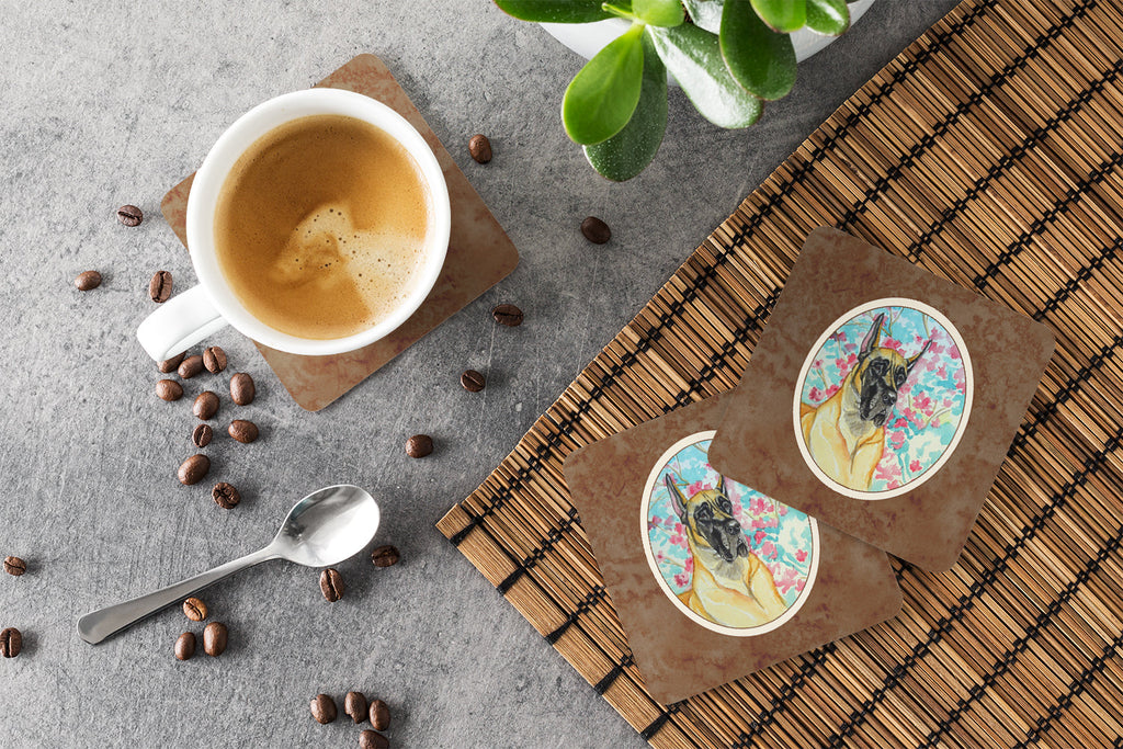 Fawn Great Dane Foam Coasters Set of 4 Cup Coasters for Indoor Outdoor, Tabletop Protection, Anti Slip, Mouse pad Material