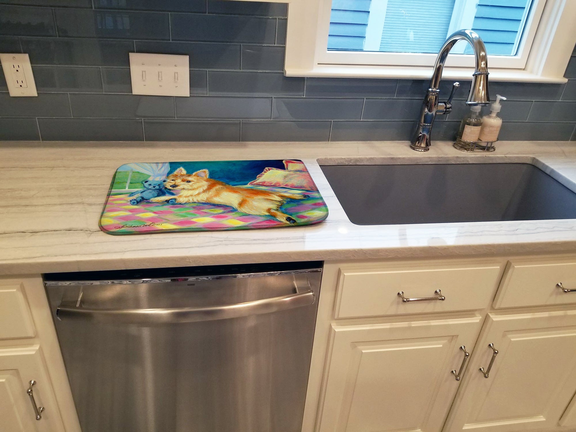 Norwich Dish Drying Mat Absorbent Dish Drying Mat Pad for Kitchen Counter Dish Drainer Mat for Countertop, 14 x 21", Multicolor