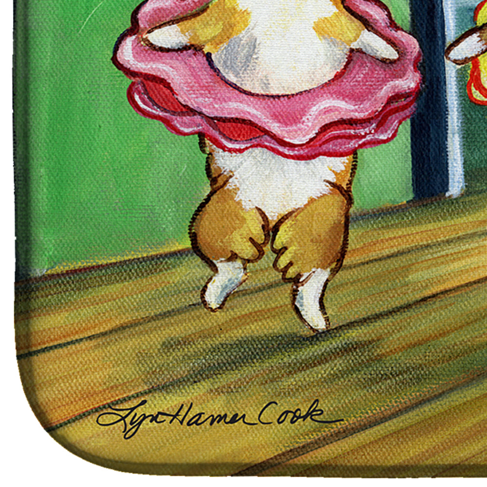 Little Ballerina Corgi Dish Drying Mat Absorbent Dish Drying Mat Pad for Kitchen Counter Dish Drainer Mat for Countertop, 14 x 21", Multicolor