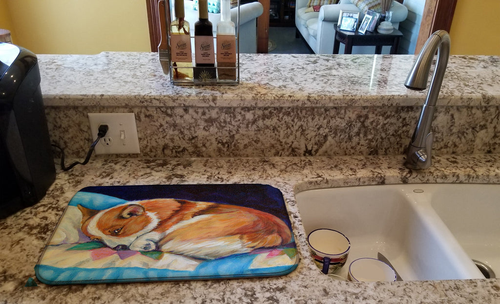 Corgi Dish Drying Mat Absorbent Dish Drying Mat Pad for Kitchen Counter Dish Drainer Mat for Countertop, 14 x 21", Multicolor
