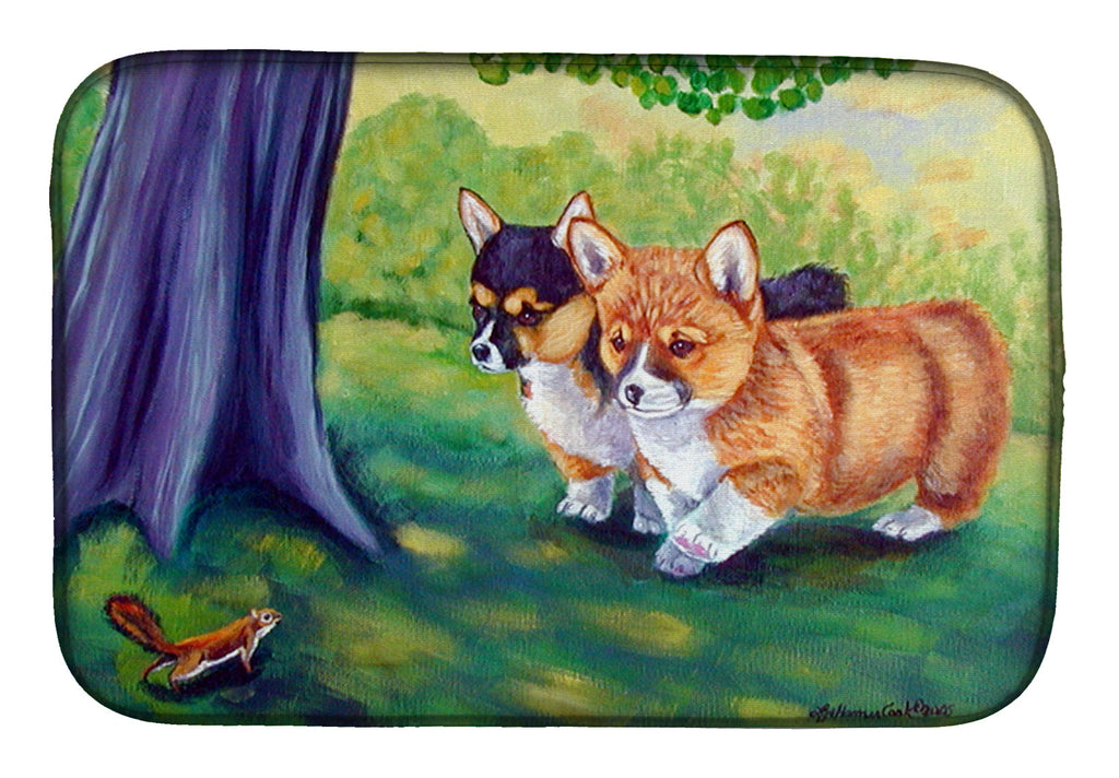 Corgi Dish Drying Mat Absorbent Dish Drying Mat Pad for Kitchen Counter Dish Drainer Mat for Countertop, 14 x 21", Multicolor