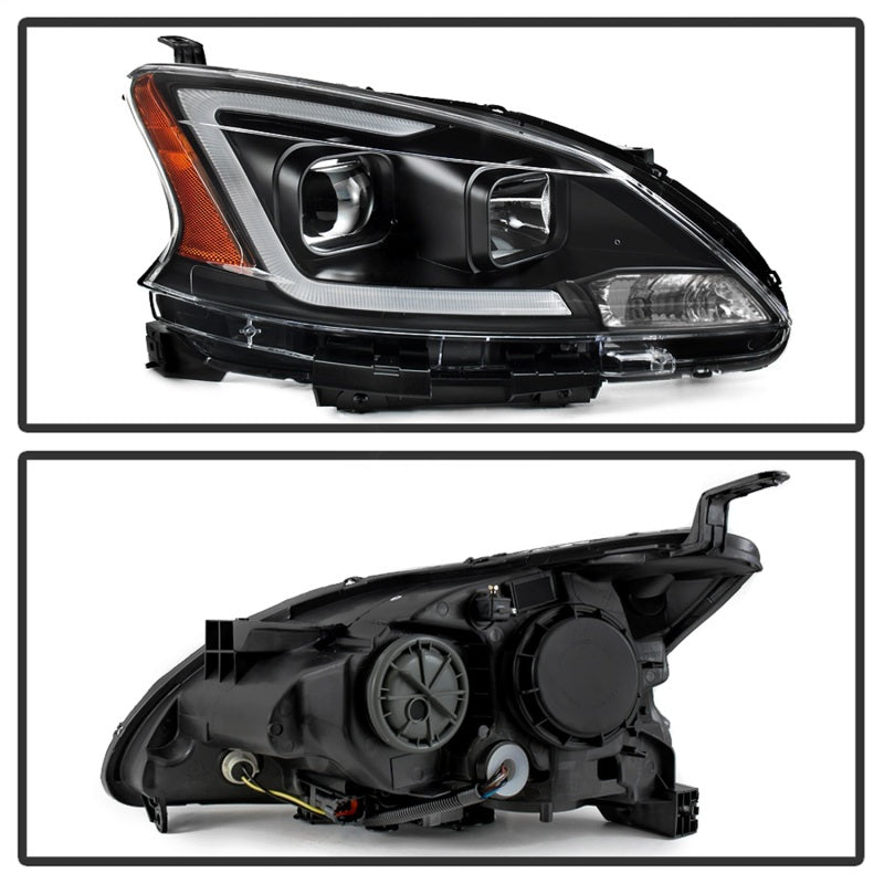 SPYDER xTune 13-15 Nissan Sentra DRL LED Light Bar Halogen Projector Headlights - Black (PRO-JH-NS13-LB-BK) 9042966