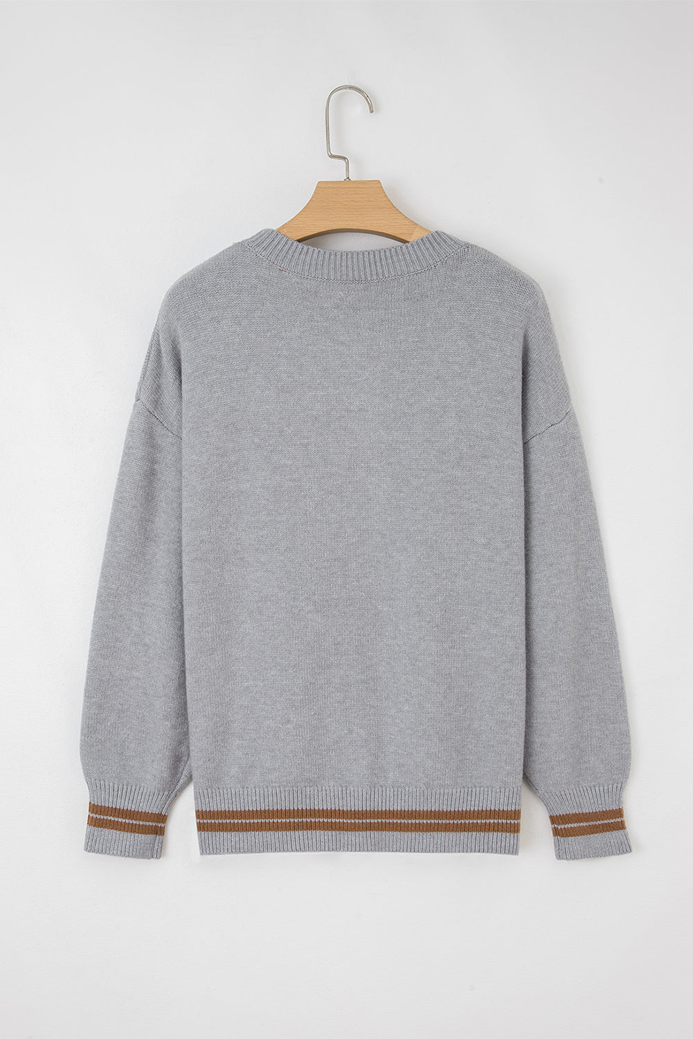Peach Blossom Letter Embroidered Graphic Sweater