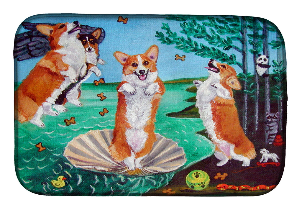 Corgi Birth of Venus Dish Drying Mat Absorbent Dish Drying Mat Pad for Kitchen Counter Dish Drainer Mat for Countertop, 14 x 21", Multicolor