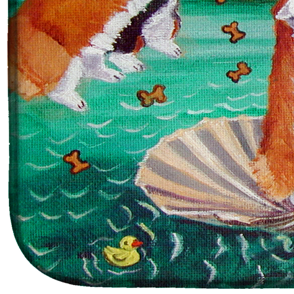 Corgi Birth of Venus Dish Drying Mat Absorbent Dish Drying Mat Pad for Kitchen Counter Dish Drainer Mat for Countertop, 14 x 21", Multicolor