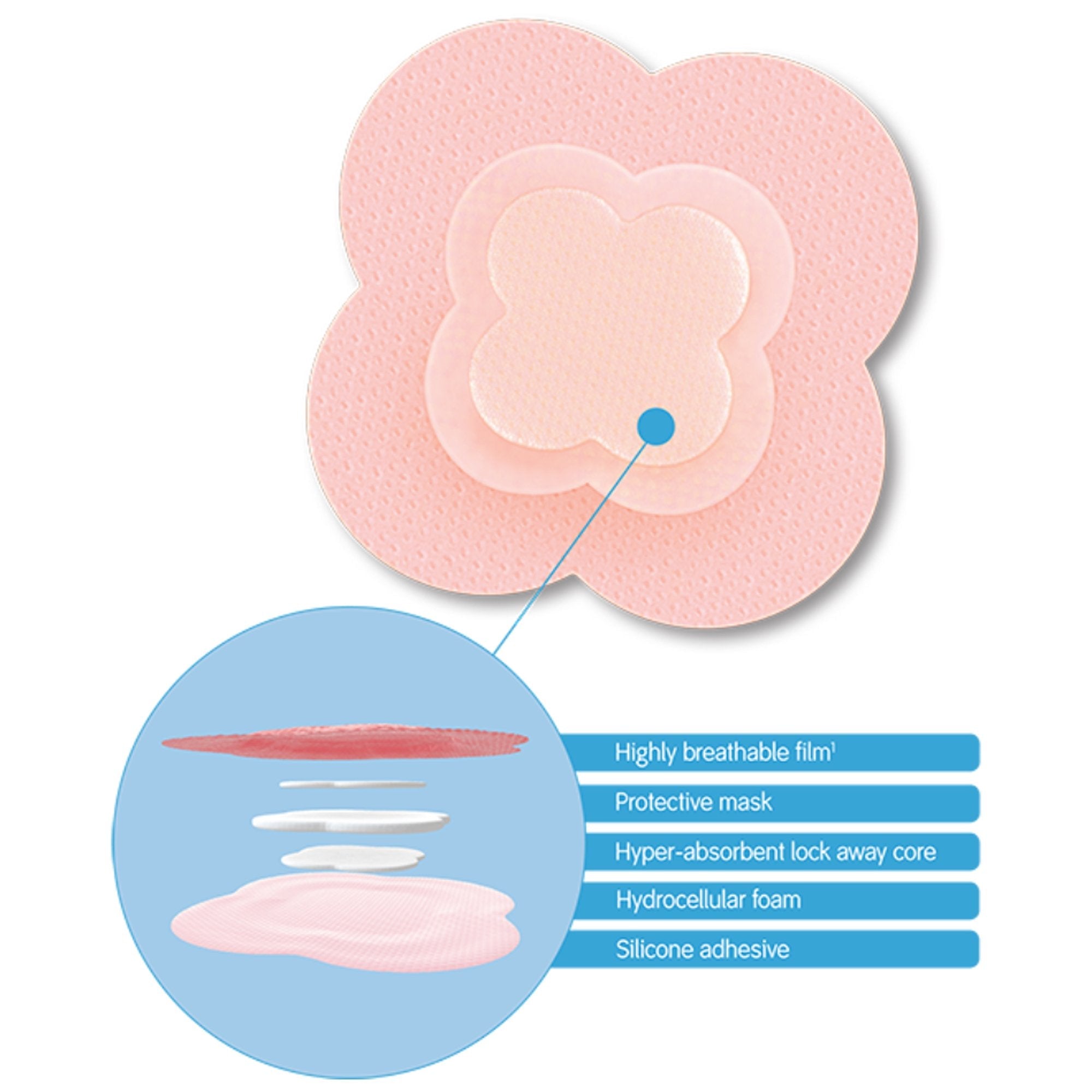 Allevyn Life Silicone Foam Dressing, 6 x 6 Inch Quadrilobe 66801069