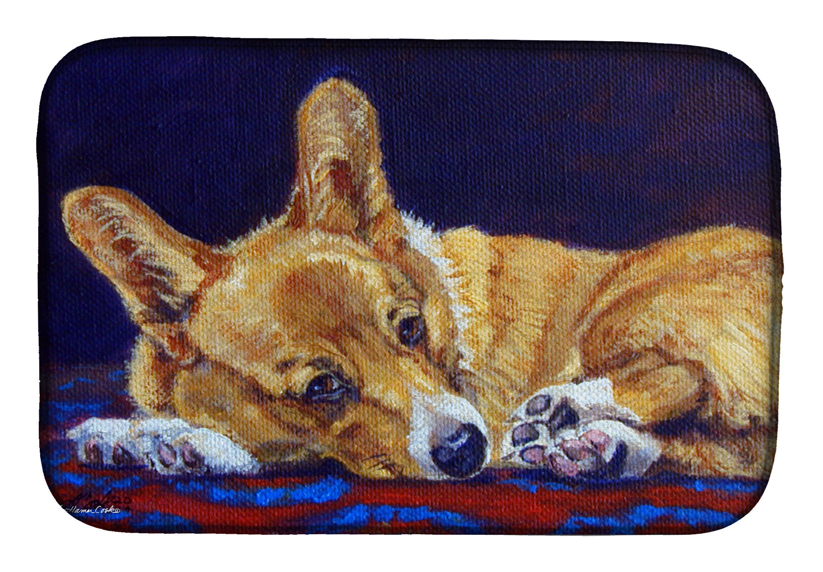 Corgi Birth of Venus Dish Drying Mat Absorbent Dish Drying Mat Pad for Kitchen Counter Dish Drainer Mat for Countertop, 14 x 21", Multicolor