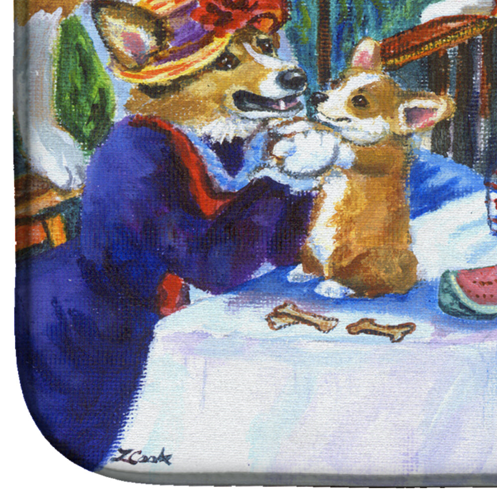 Corgi Boating Party Dish Drying Mat Absorbent Dish Drying Mat Pad for Kitchen Counter Dish Drainer Mat for Countertop, 14 x 21", Multicolor