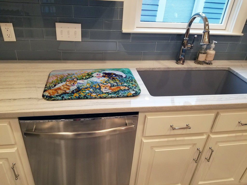 Corgi Classics Dish Drying Mat Absorbent Dish Drying Mat Pad for Kitchen Counter Dish Drainer Mat for Countertop, 14 x 21", Multicolor