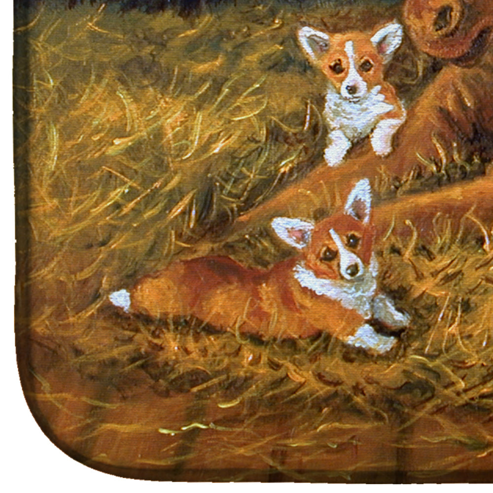 Corgi Sunrise with Colt  Dish Drying Mat Absorbent Dish Drying Mat Pad for Kitchen Counter Dish Drainer Mat for Countertop, 14 x 21", Multicolor