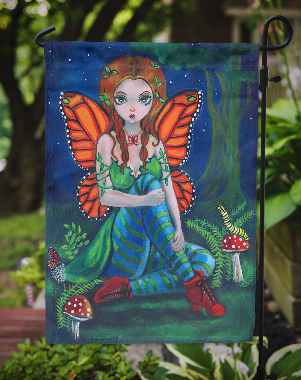 Fairy Monarch Garden Flag Mailbox Decorative Yard Banner Outside Patio Artwork for Flower Beds, Garden Size, Multicolor