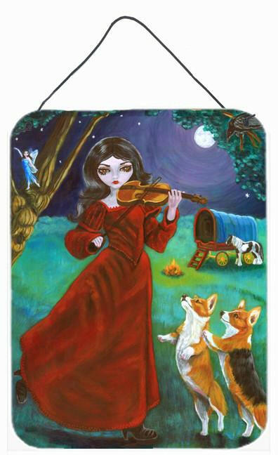Fairy Moon Dance with Corgi Wall or Door Hanging Prints Aluminum Metal Sign Kitchen Wall Bar Bathroom Plaque Home Decor Front Door Plaque, 12x16, Multicolor