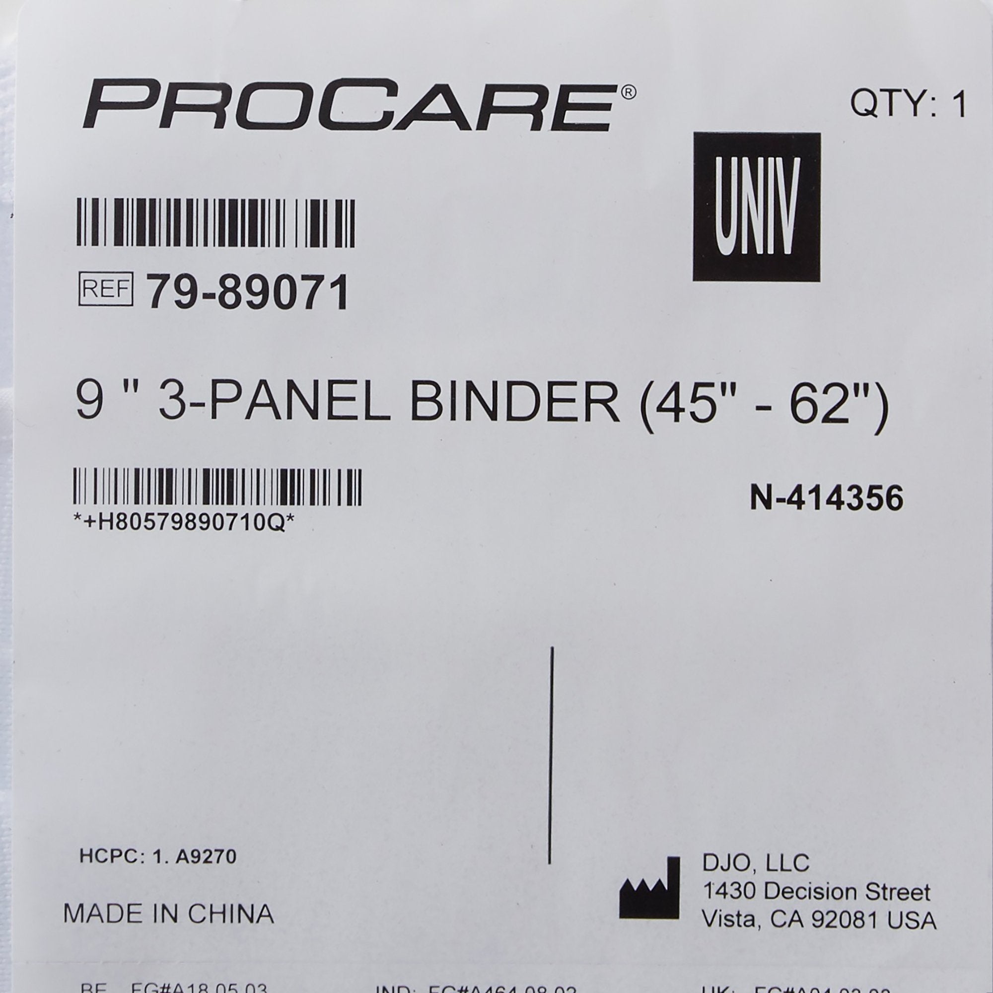 ProCare® 3-Panel Abdominal Support, One Size Fits 45 – 62 Inch Waists 79-89071