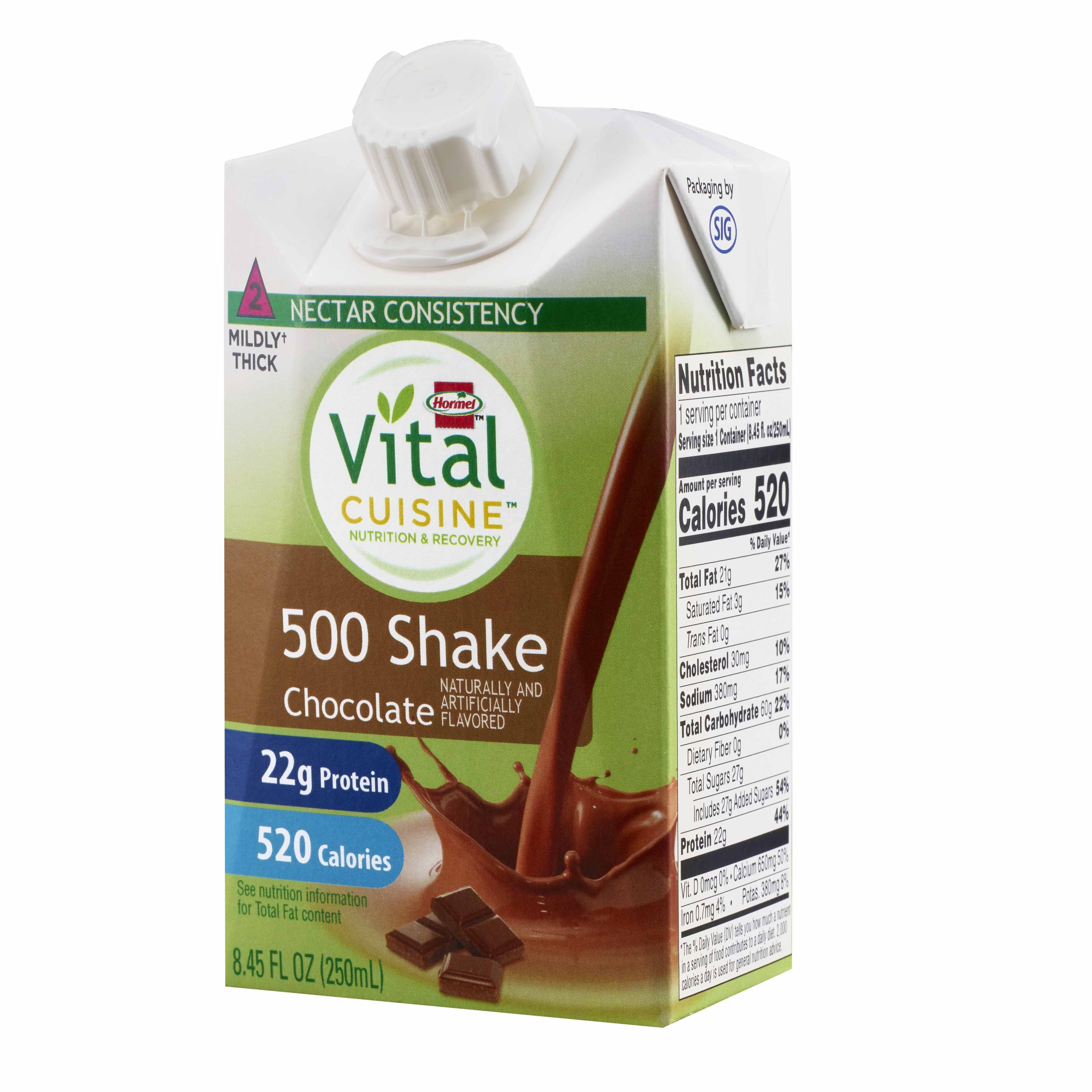 Vital Cuisine® 500 Shake Chocolate Nutrition and Recovery, 8.45 oz. Carton 72502