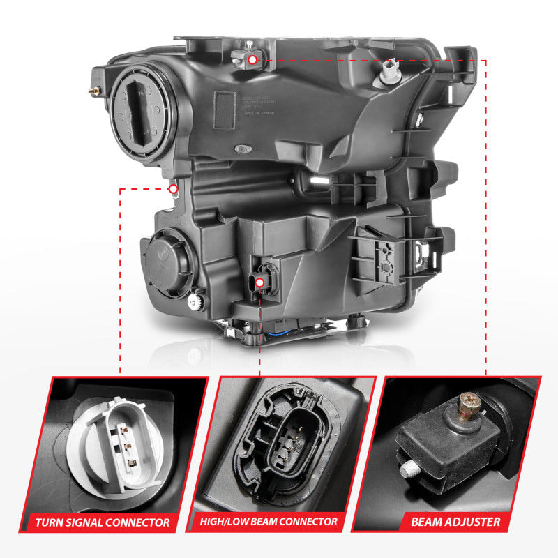 ANZO 15-17 Ford F-150 LED Projector Headlights - w/ Light Bar Switchback Black Housing 111547