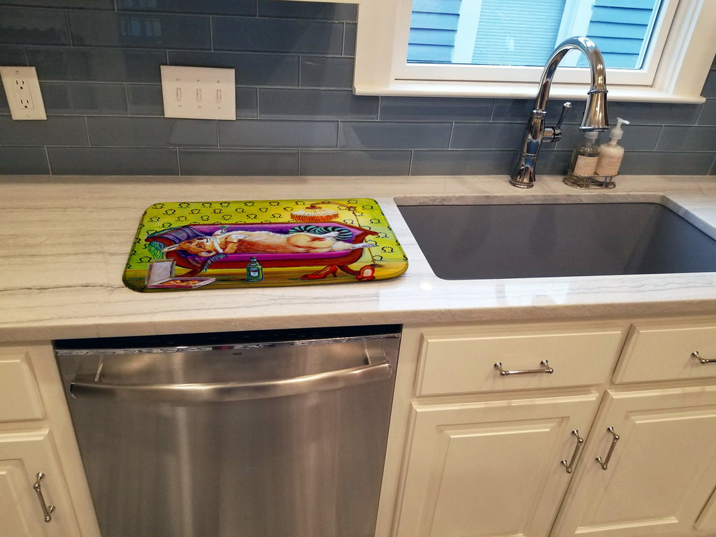 Corgi Home Alone Dish Drying Mat Absorbent Dish Drying Mat Pad for Kitchen Counter Dish Drainer Mat for Countertop, 14 x 21", Multicolor