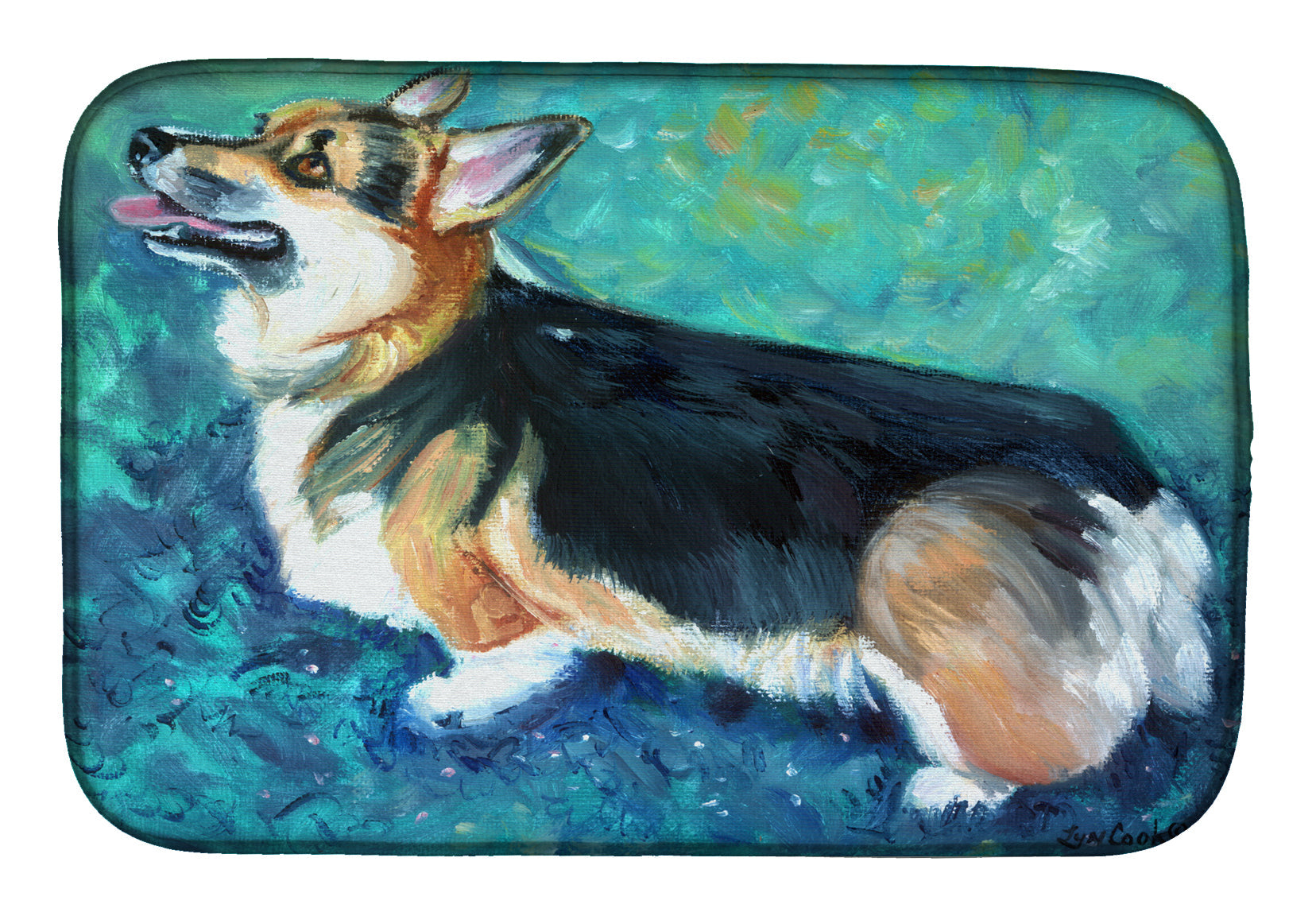 Corgi Pembroke Dish Drying Mat Absorbent Dish Drying Mat Pad for Kitchen Counter Dish Drainer Mat for Countertop, 14 x 21", Multicolor