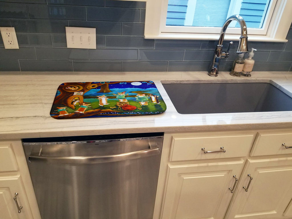 Corgi Robin Hood Dish Drying Mat Absorbent Dish Drying Mat Pad for Kitchen Counter Dish Drainer Mat for Countertop, 14 x 21", Multicolor