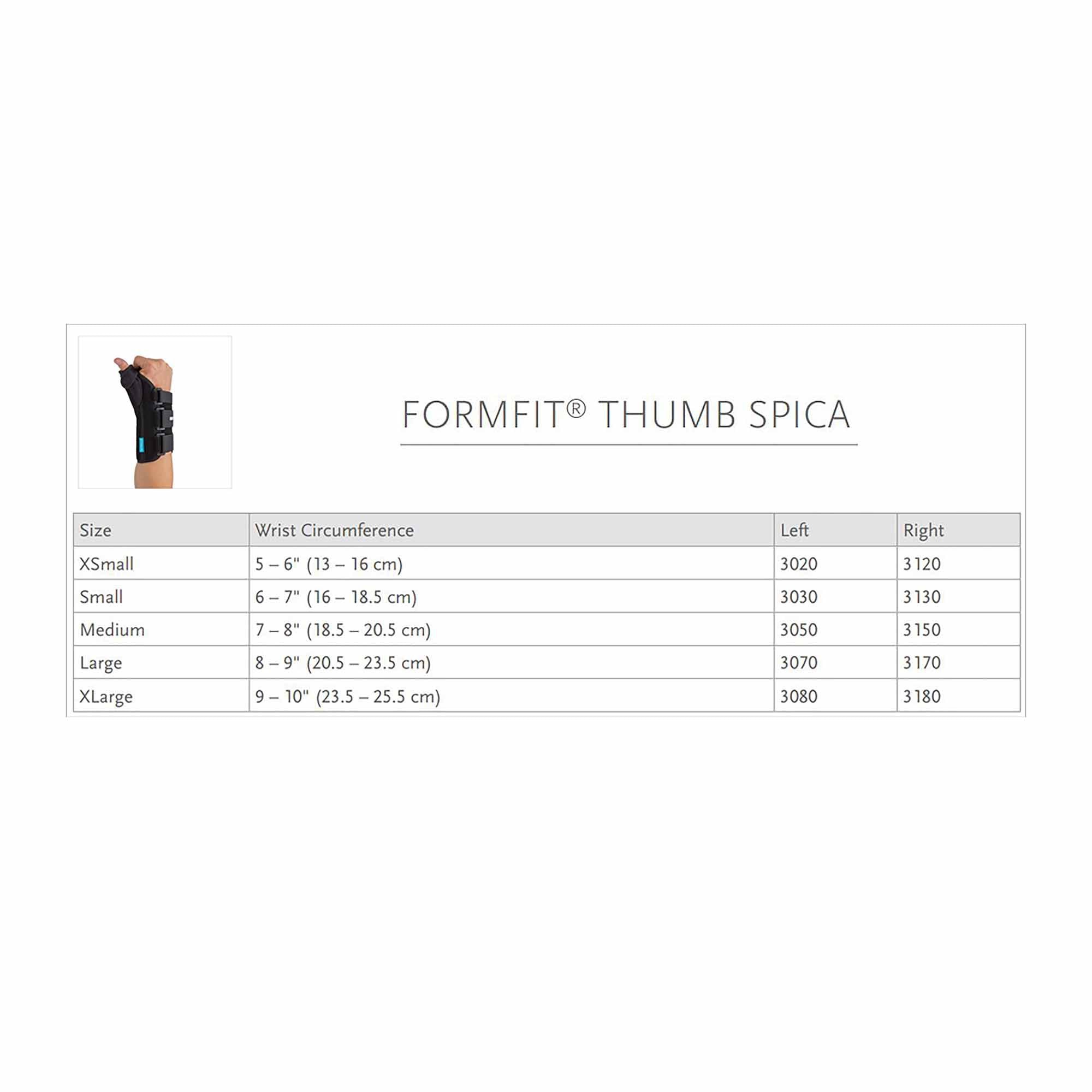 Ossur Formfit® Left Wrist Brace with Thumb Spica, Medium 3050