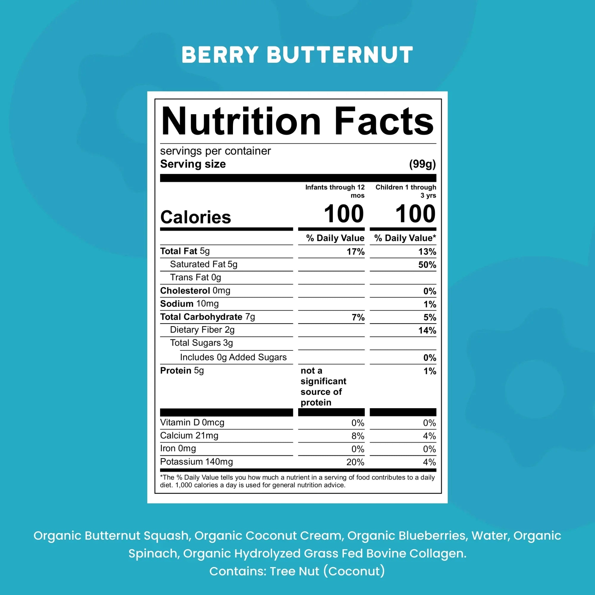 Serenity Kids Smoothie, Organic Berry Butternut Squash, 6-Pack of 3.5 Oz Pouches