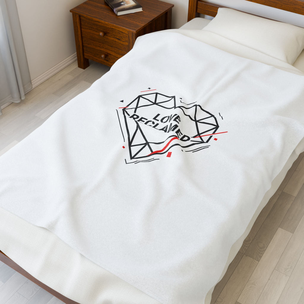 Love Reclaimed Geometric Heart Velveteen Blanket | modern heart, minimalist love icon