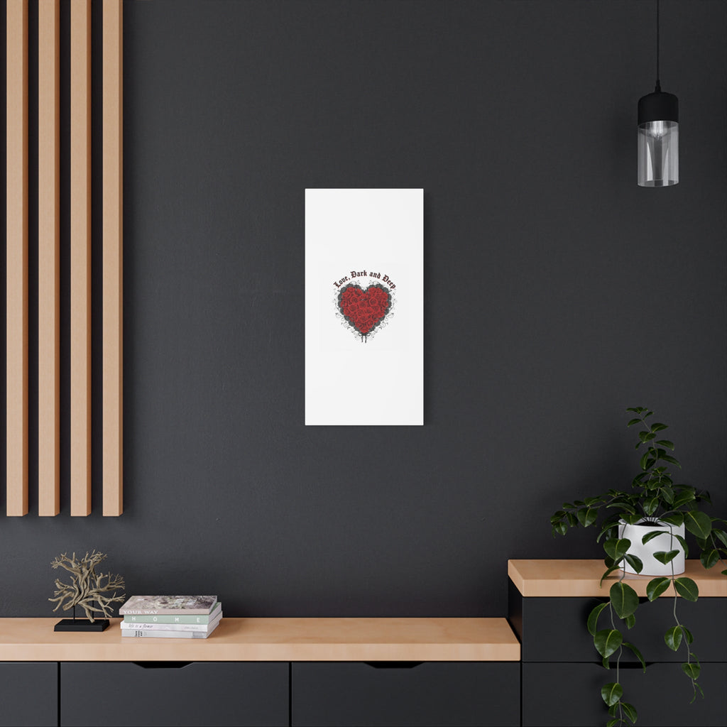 Love Dark and Deep Heart Canvas, Nu Romantic Gothic Romance, 80s Nostalgia